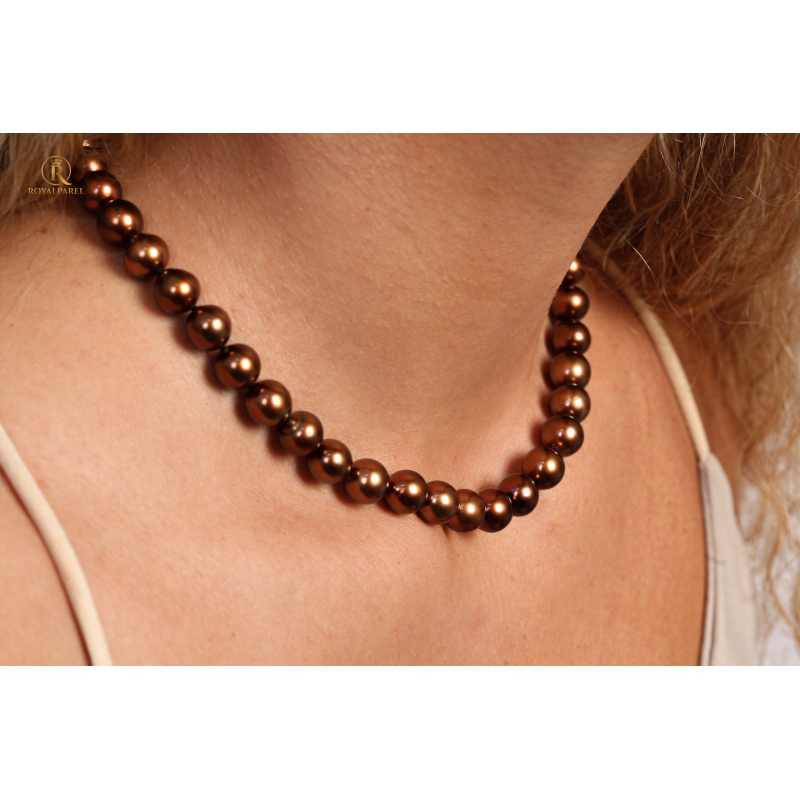 Chocoladebruine Tahitiaanse parels collier