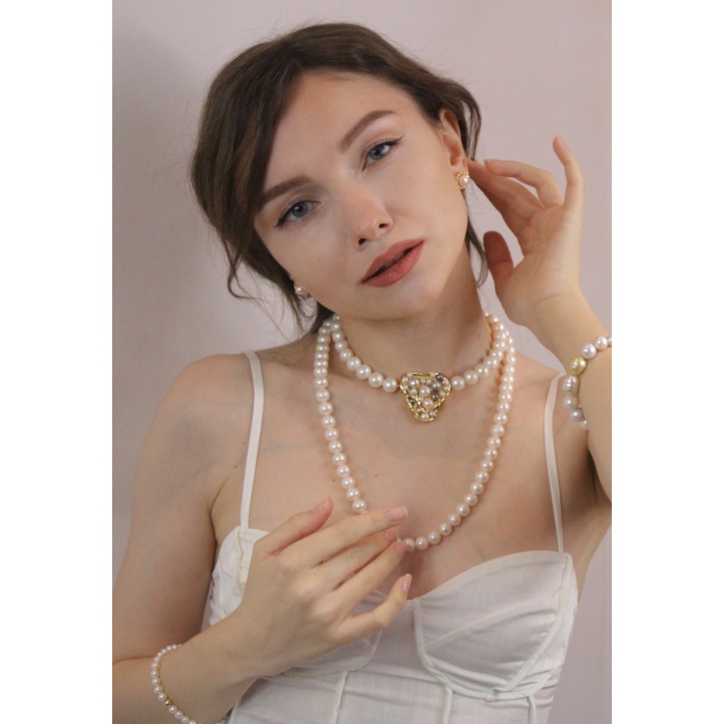 Witte Ediso Pearl double collier