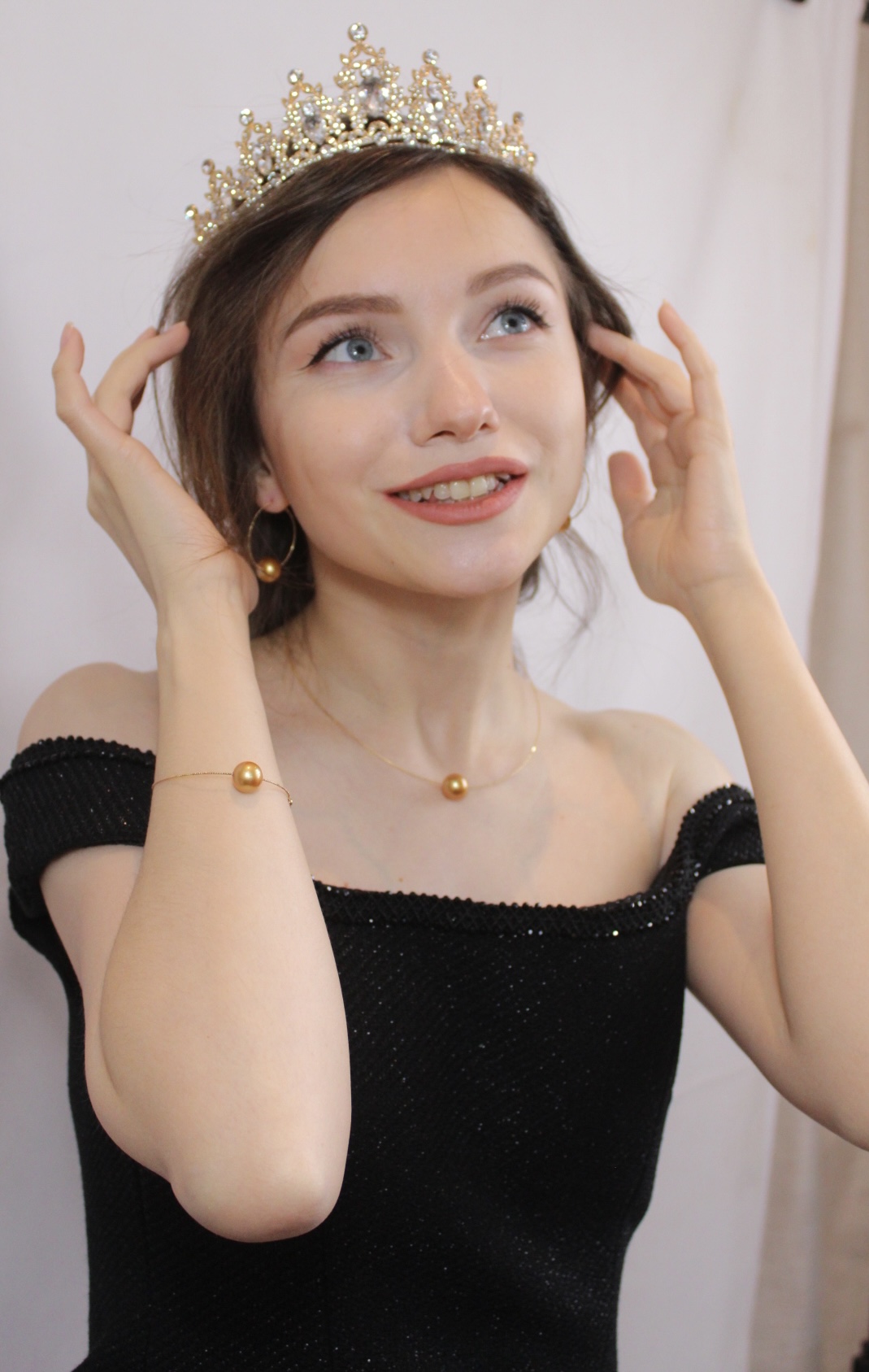 Gouden zuidzee parels kabel collier