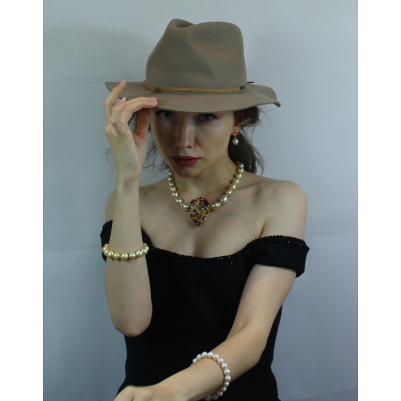 Witte en champagne zuidzee parels collier