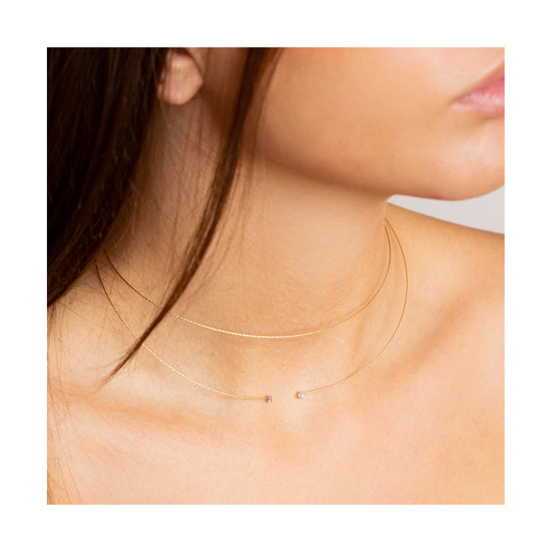 18 karaat goud, diamanten magic wire collier